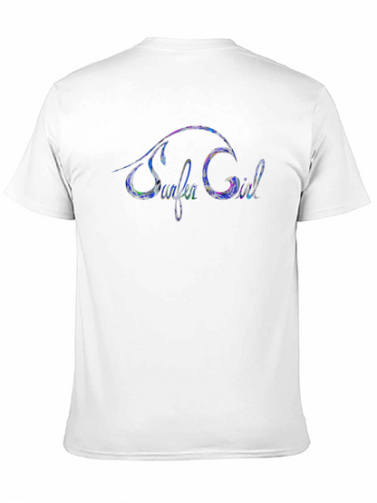Surfer Girl Graphic Print Black Tee