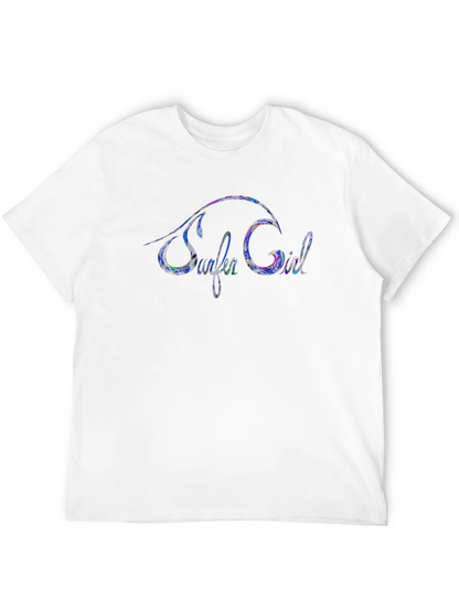 Surfer Girl Graphic Print Black Tee