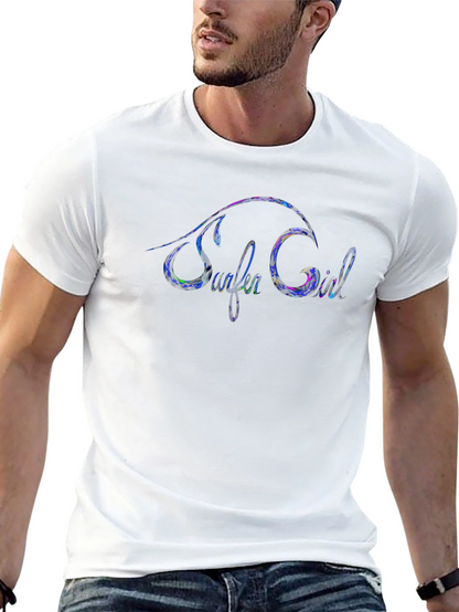 Surfer Girl Graphic Print Black Tee