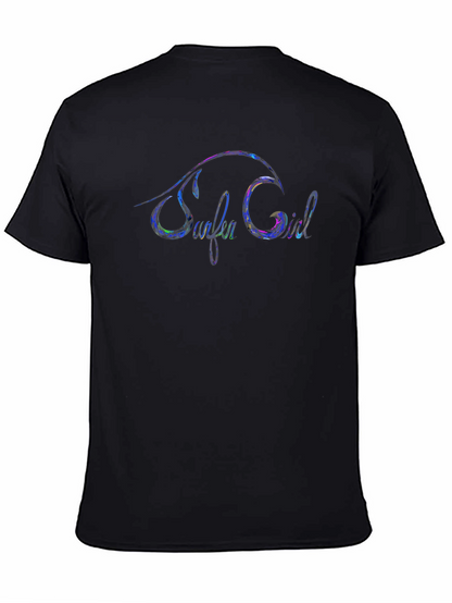 Surfer Girl Graphic Print Black Tee