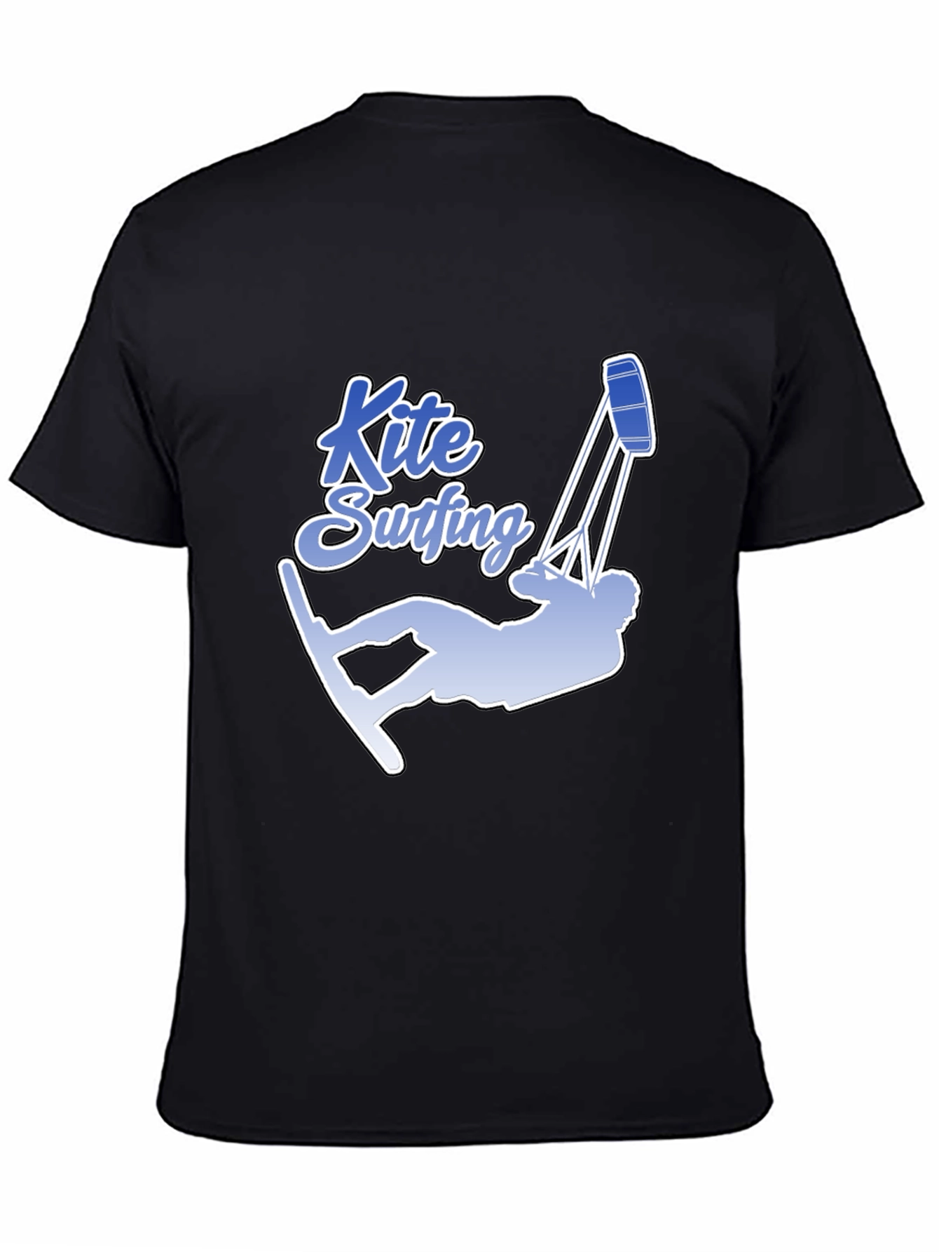 Kite Surfing Graphic Tee - Black Cotton T-Shirt