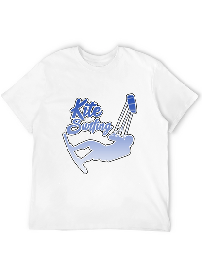 Kite Surfing Graphic Tee - Black Cotton T-Shirt