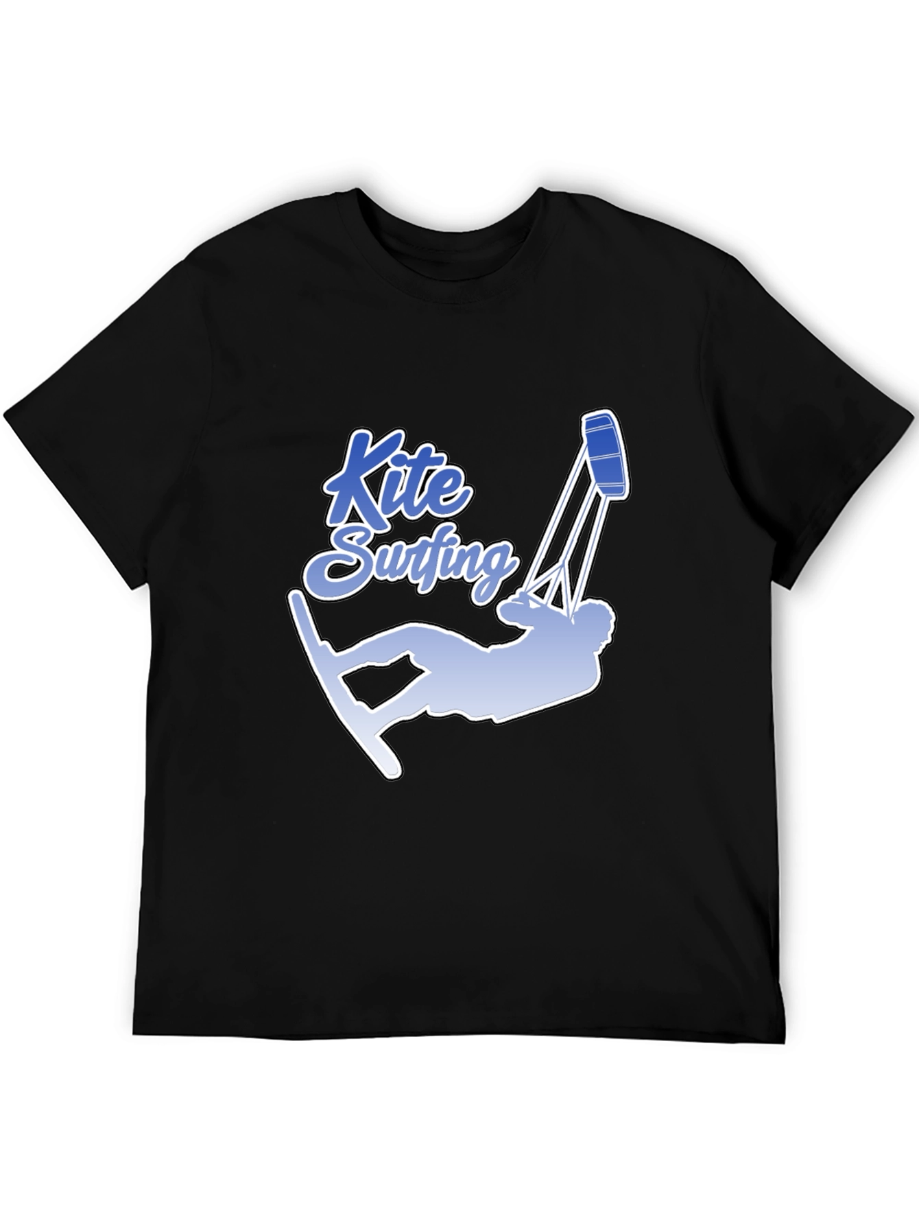 Kite Surfing Graphic Tee - Black Cotton T-Shirt