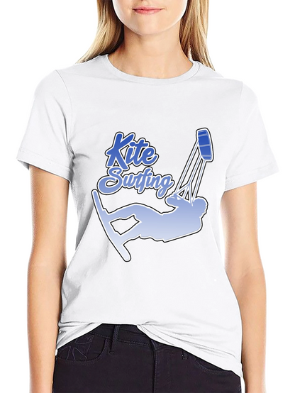 Kite Surfing Graphic Tee - Black Cotton T-Shirt