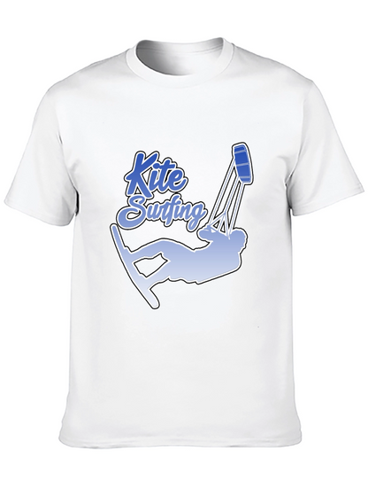 Kite Surfing Graphic Tee - Black Cotton T-Shirt