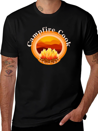 Campfire Cook Graphic Tee - Black Cotton T-Shirt