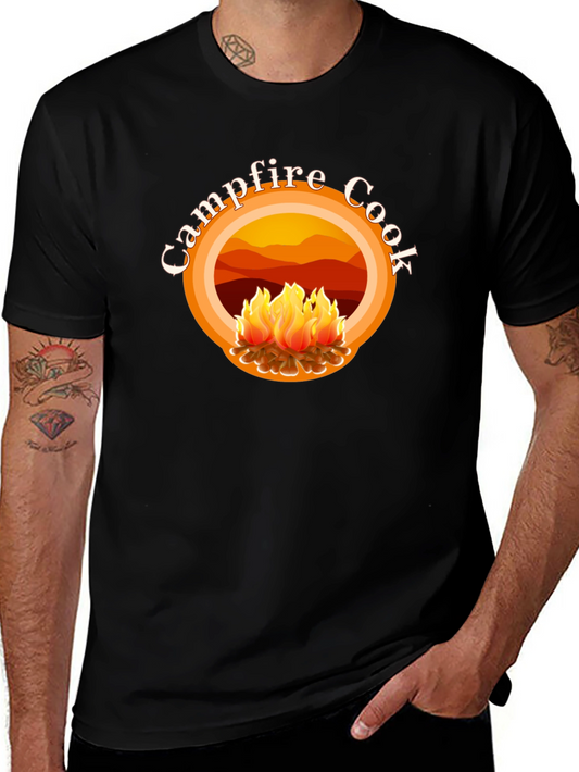 Campfire Cook Graphic Tee - Black Cotton T-Shirt