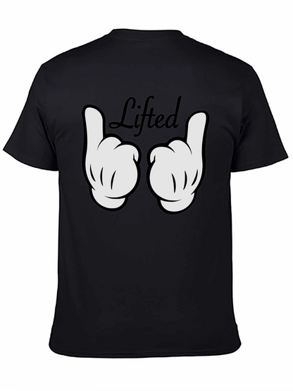 Lifted Cartoon Hand Gesture Black T-Shirt