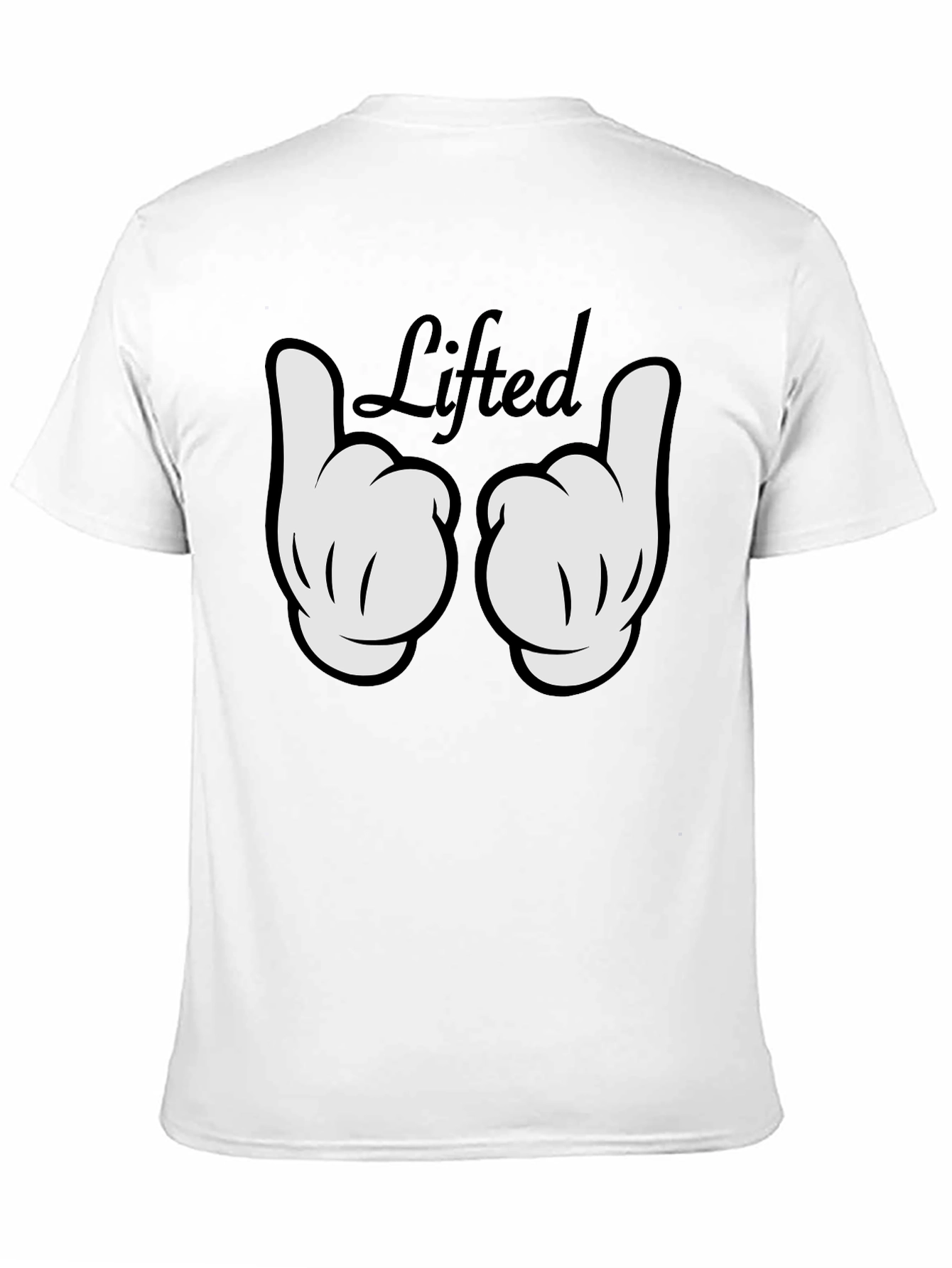 Lifted Cartoon Hand Gesture Black T-Shirt