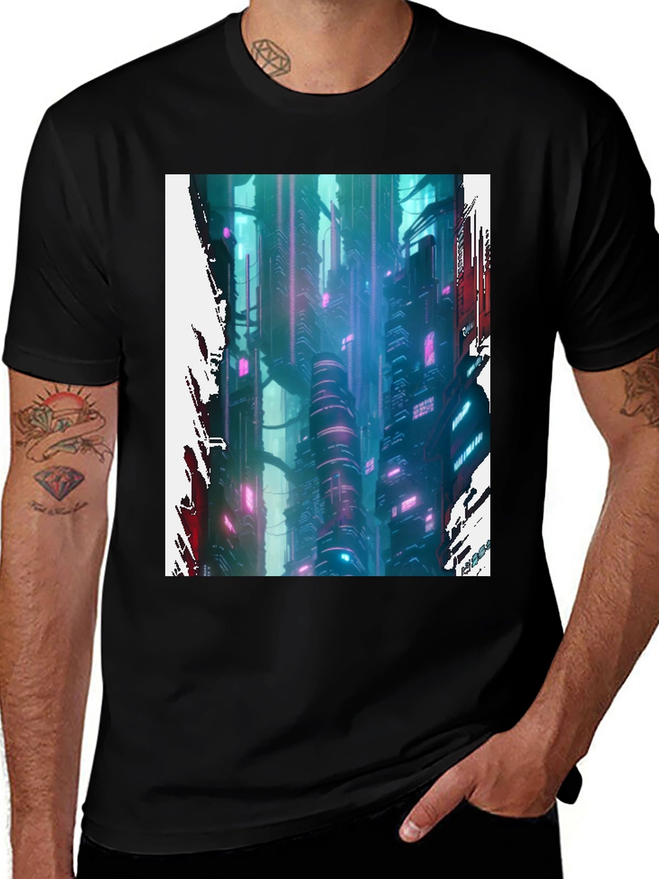 Cyberpunk Cityscape Graphic Tee