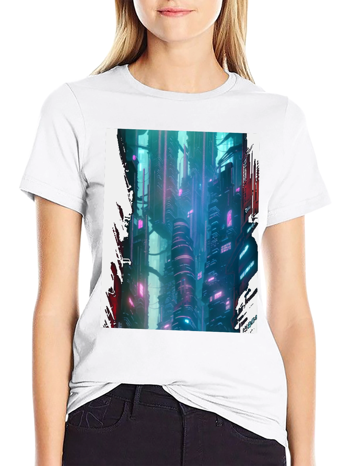 Cyberpunk Cityscape Graphic Tee
