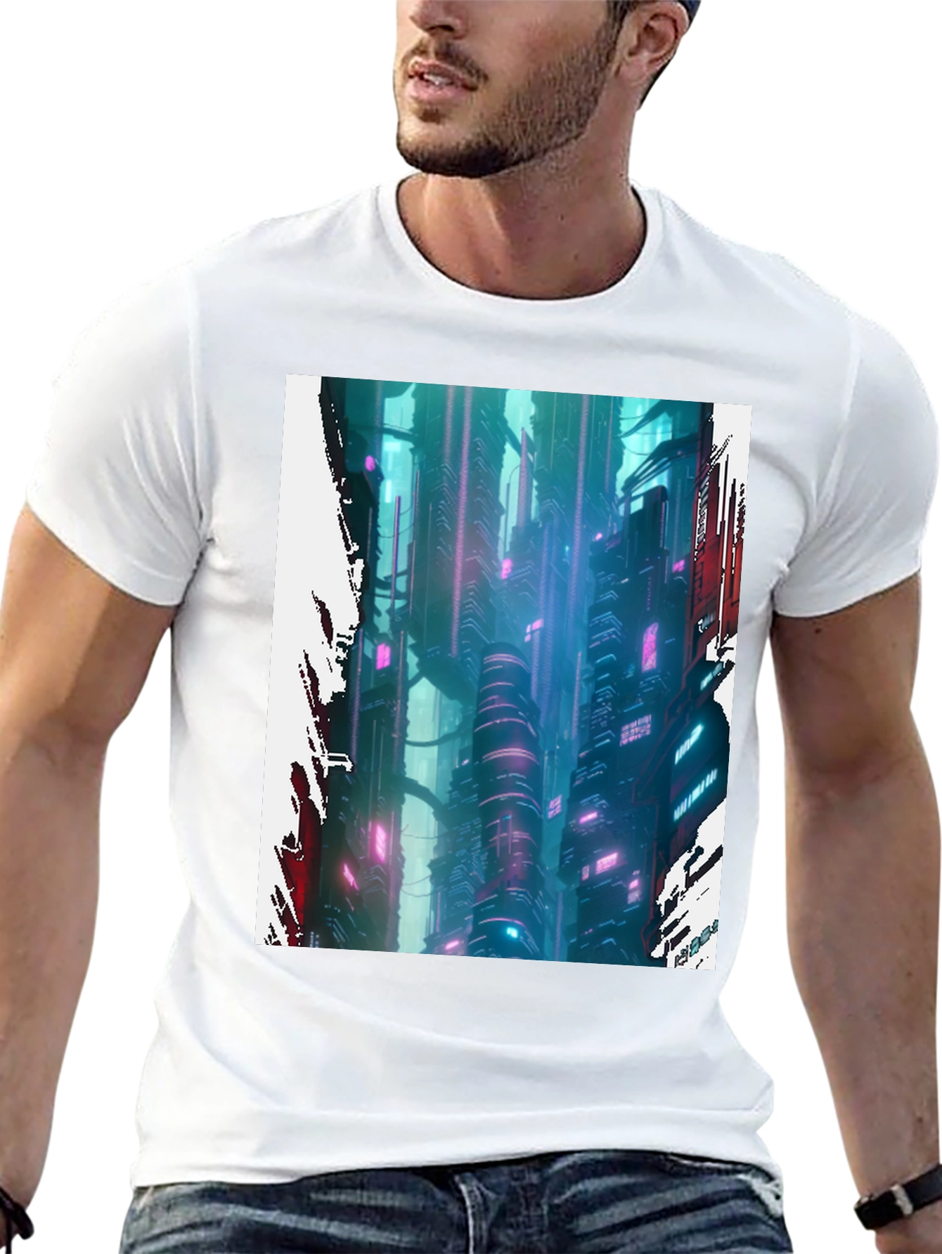 Cyberpunk Cityscape Graphic Tee