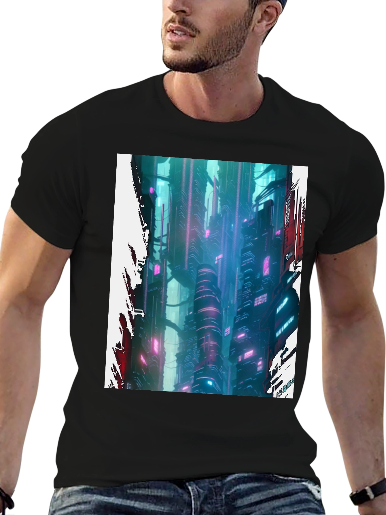 Cyberpunk Cityscape Graphic Tee