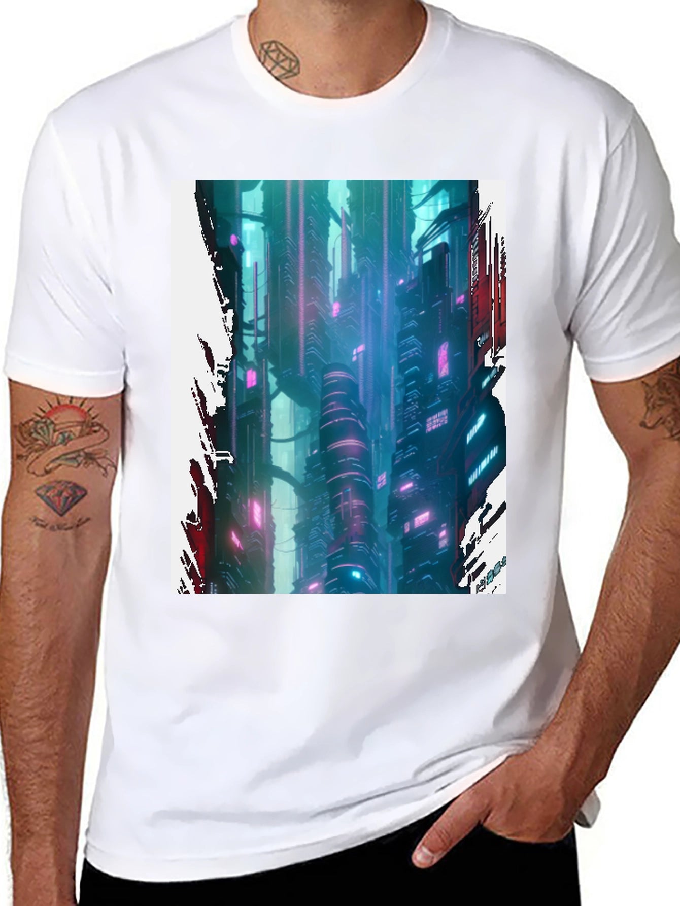 Cyberpunk Cityscape Graphic Tee