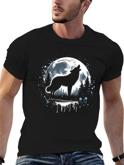 Wolf Howling at Moon Graphic T-Shirt