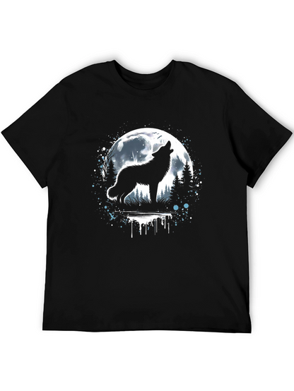 Wolf Howling at Moon Graphic T-Shirt