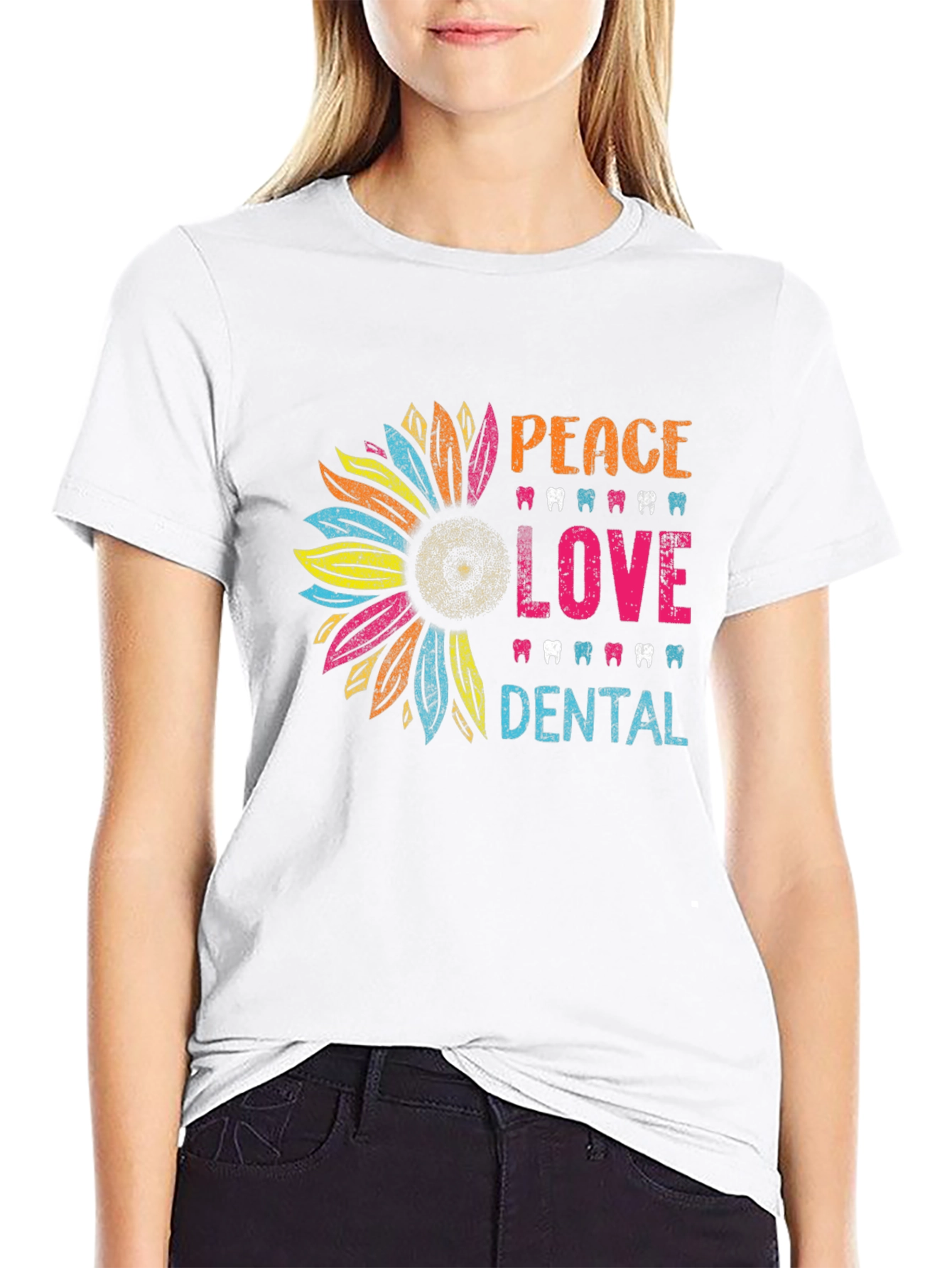 Peace Love Dental T-Shirt - Sunflower Dentist Tee