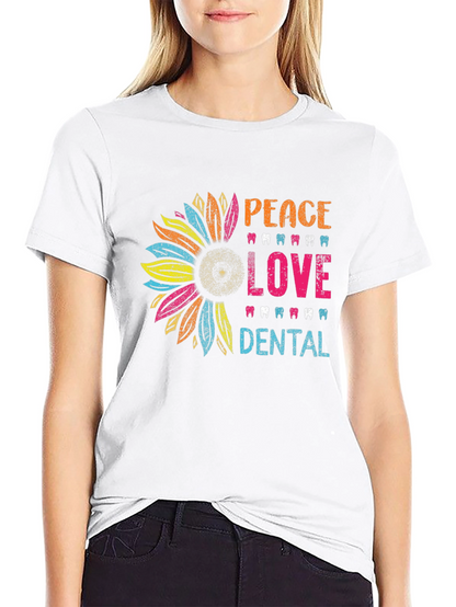Peace Love Dental T-Shirt - Sunflower Dentist Tee