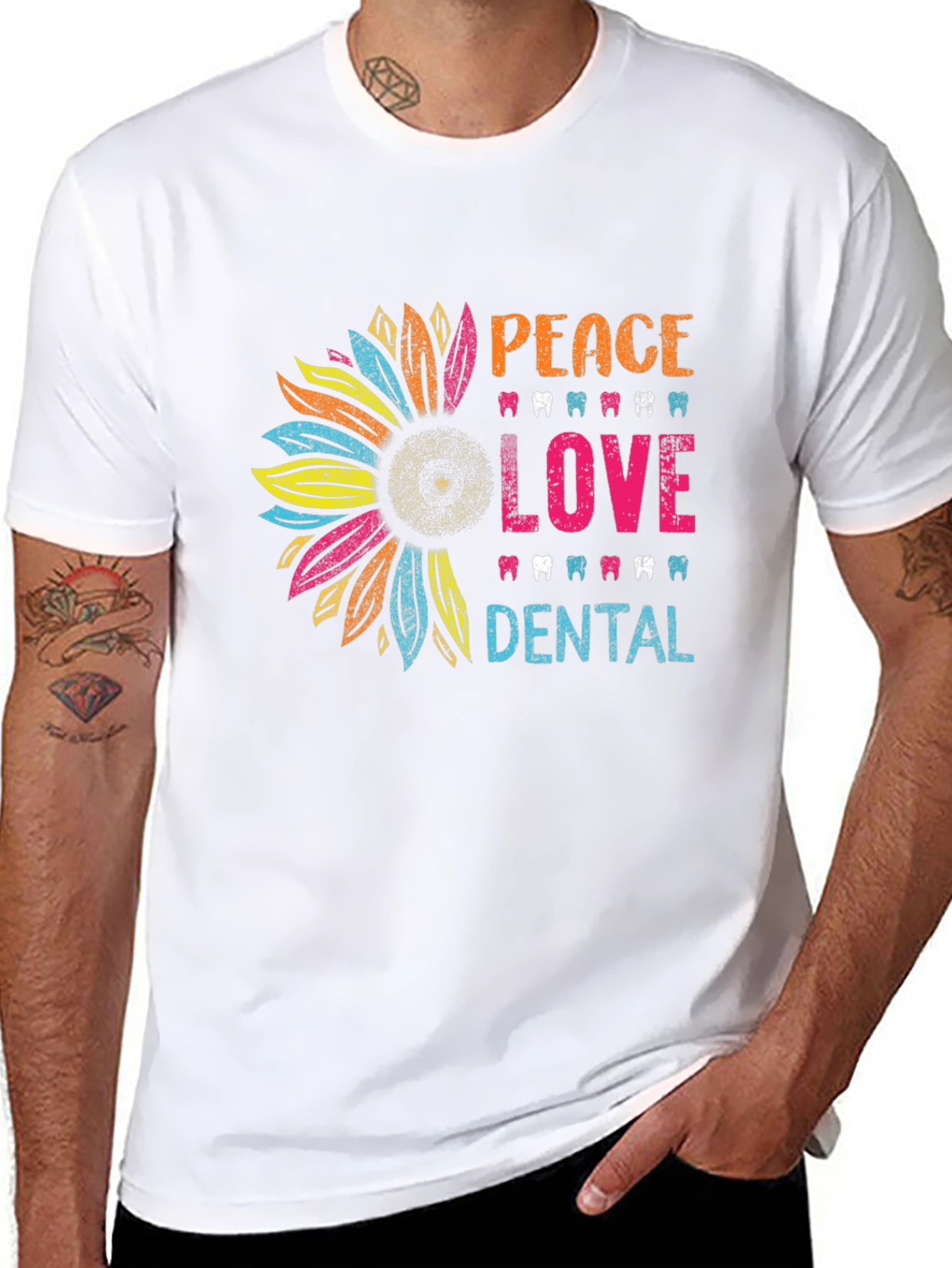 Peace Love Dental T-Shirt - Sunflower Dentist Tee