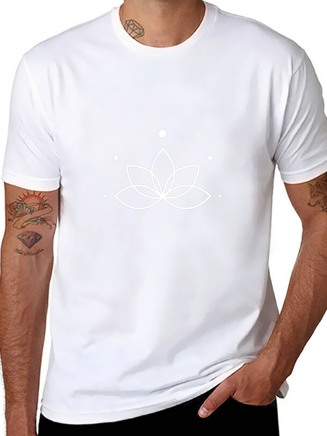 Minimalist Lotus Graphic Black T-Shirt