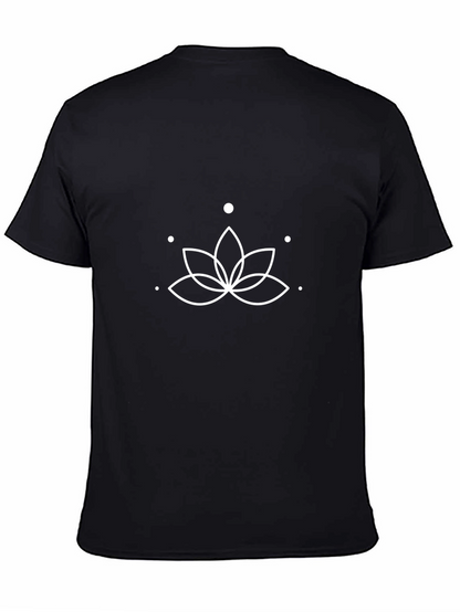 Minimalist Lotus Graphic Black T-Shirt