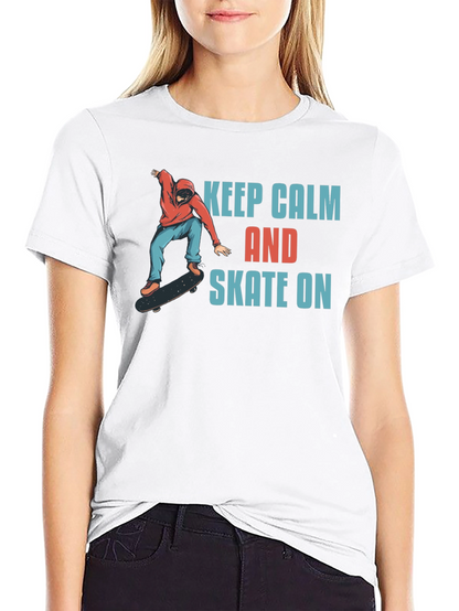 Keep Calm and Skate On Black T-Shirt