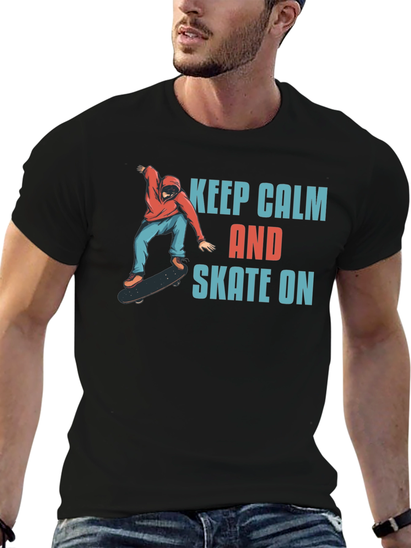 Keep Calm and Skate On Black T-Shirt