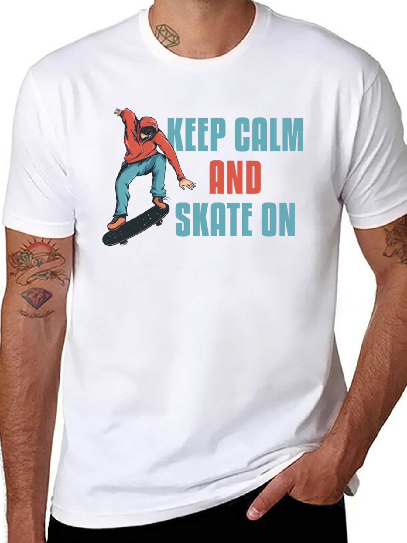 Keep Calm and Skate On Black T-Shirt