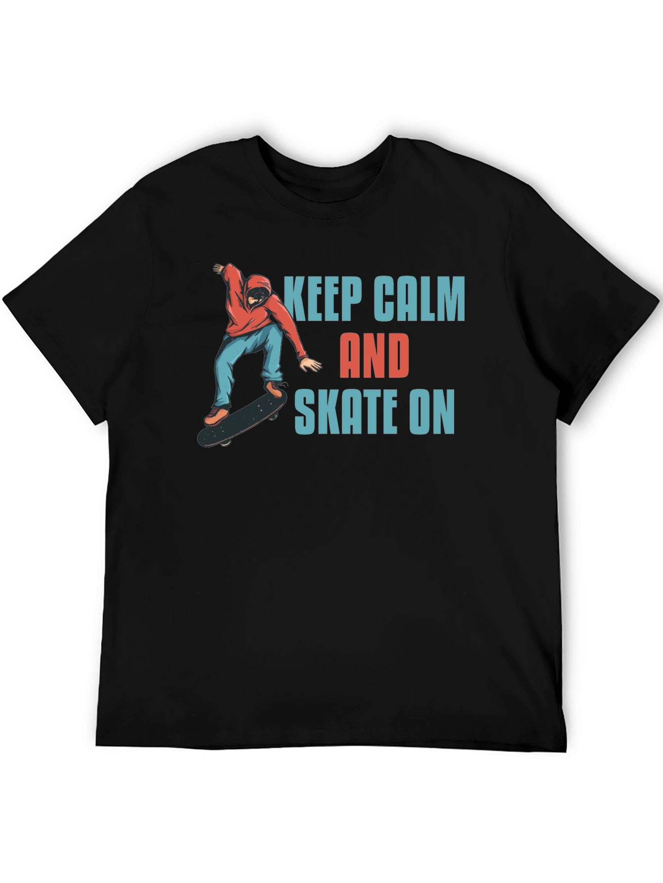Keep Calm and Skate On Black T-Shirt
