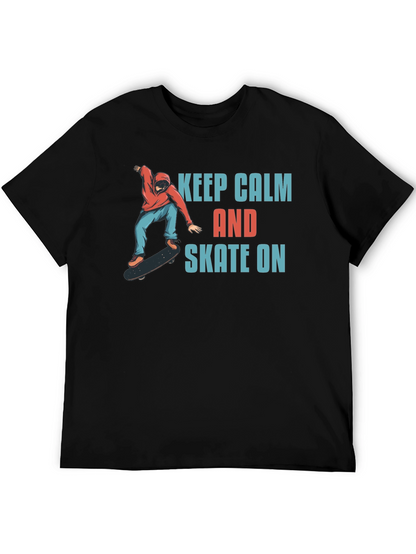 Keep Calm and Skate On Black T-Shirt