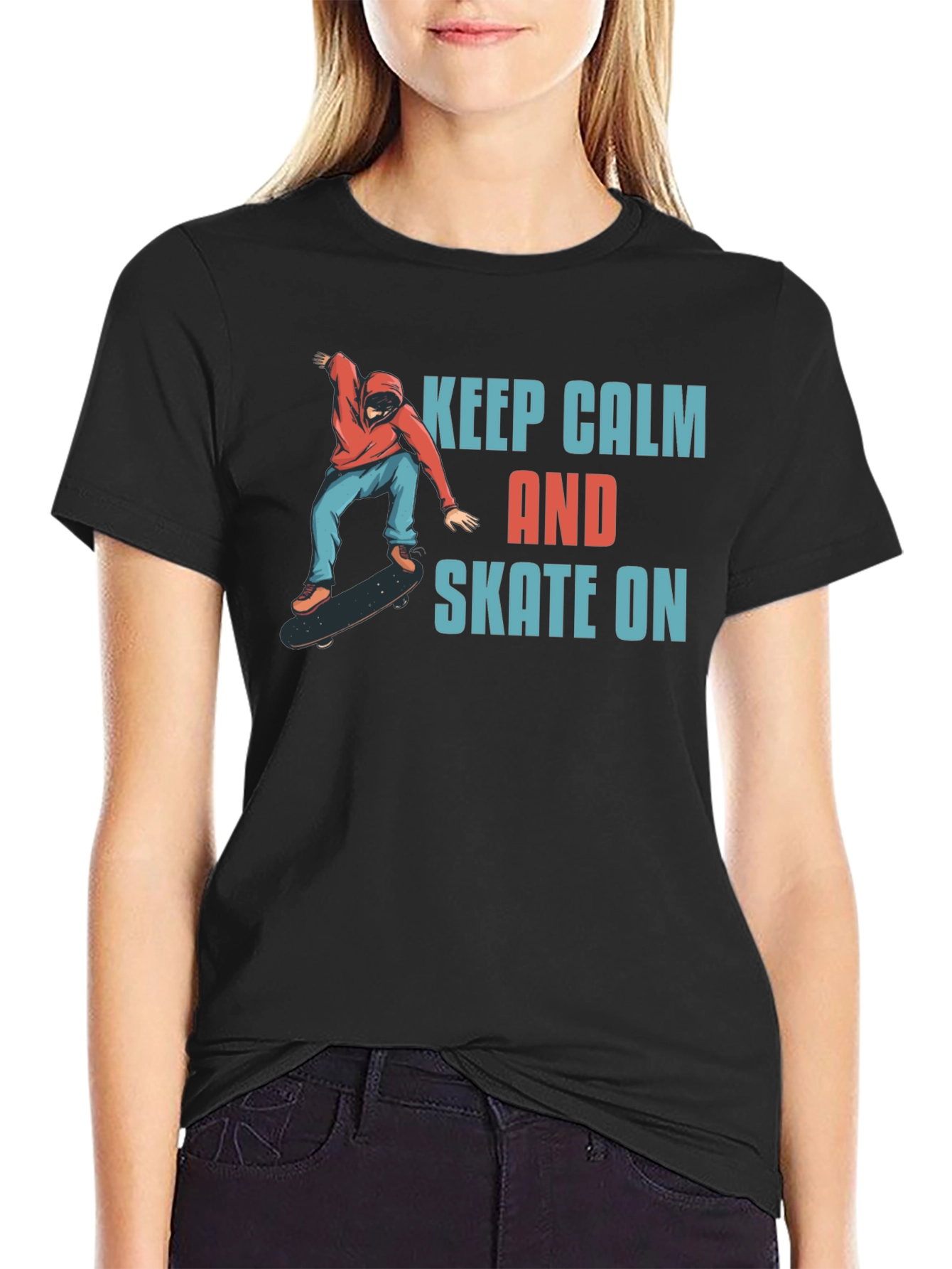Keep Calm and Skate On Black T-Shirt