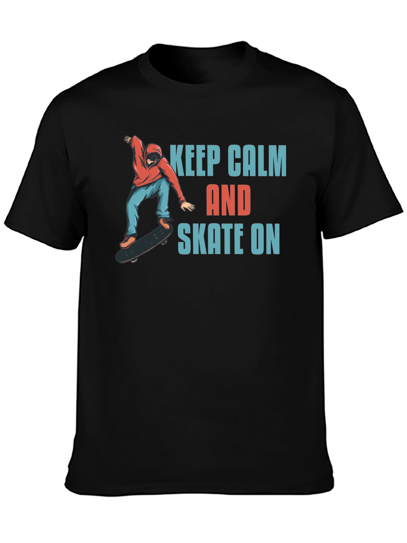 Keep Calm and Skate On Black T-Shirt