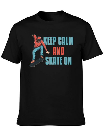 Keep Calm and Skate On Black T-Shirt
