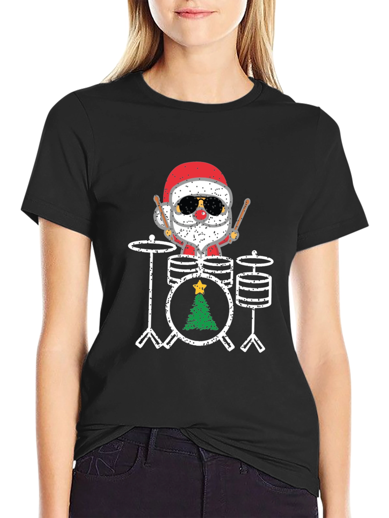 Santa Drummer Christmas T-Shirt