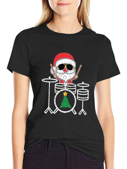 Santa Drummer Christmas T-Shirt