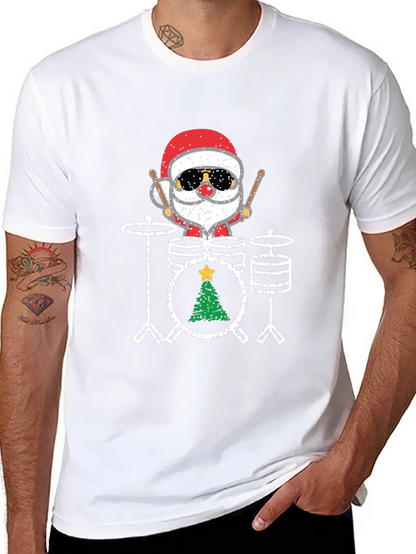 Santa Drummer Christmas T-Shirt