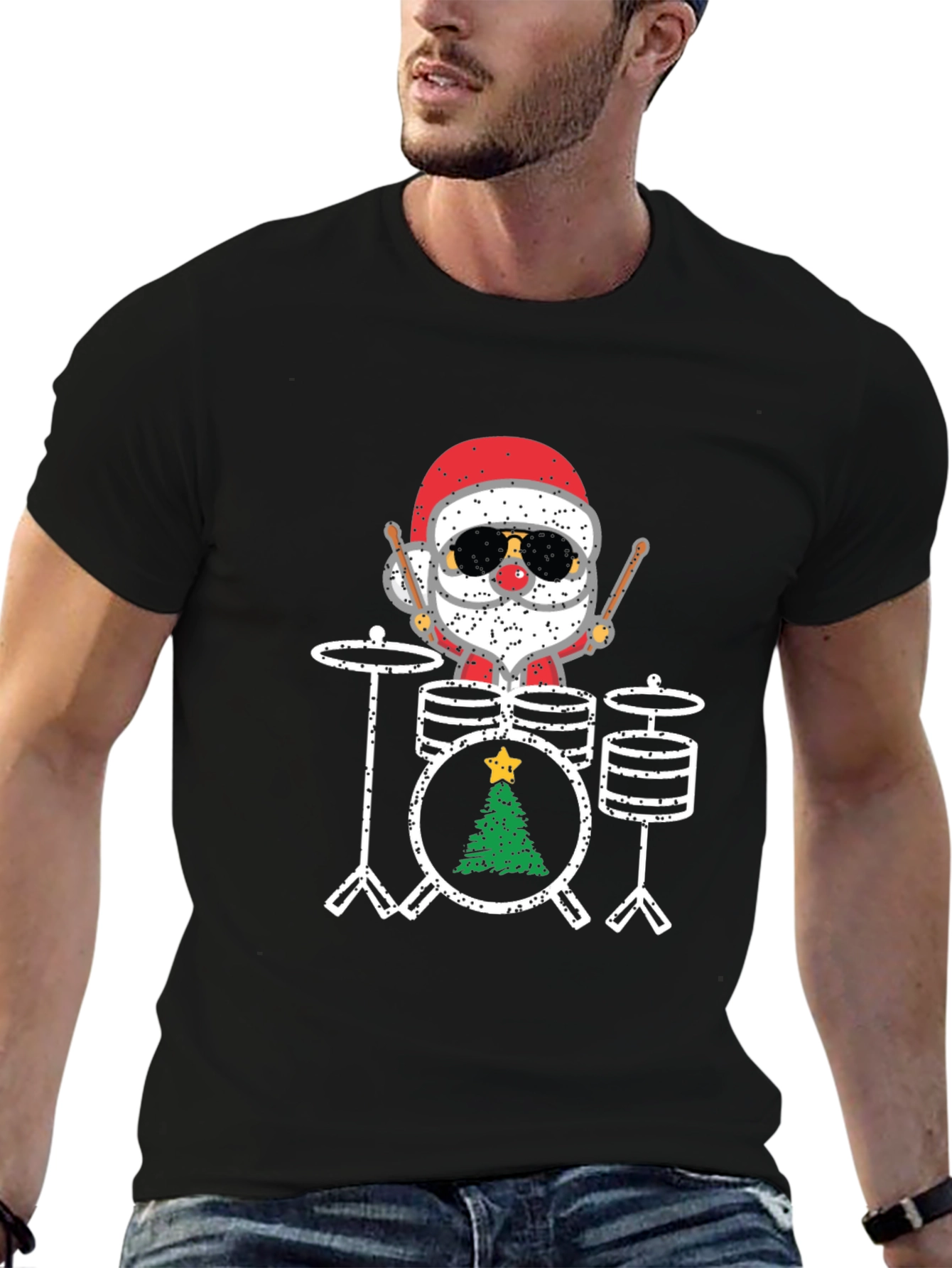 Santa Drummer Christmas T-Shirt