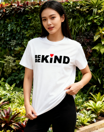 Be Kind Heart Graphic T-Shirt - 100% Cotton, Kindness-Driven Tee for Daily Life & Community Events