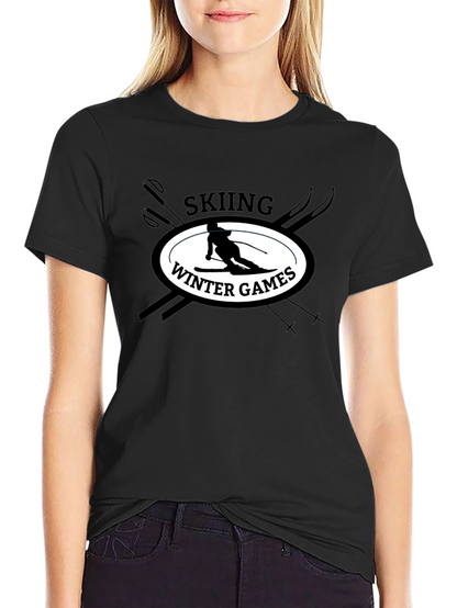 Skiing Winter Games Graphic Tee - Black