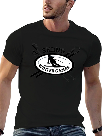Skiing Winter Games Graphic Tee - Black