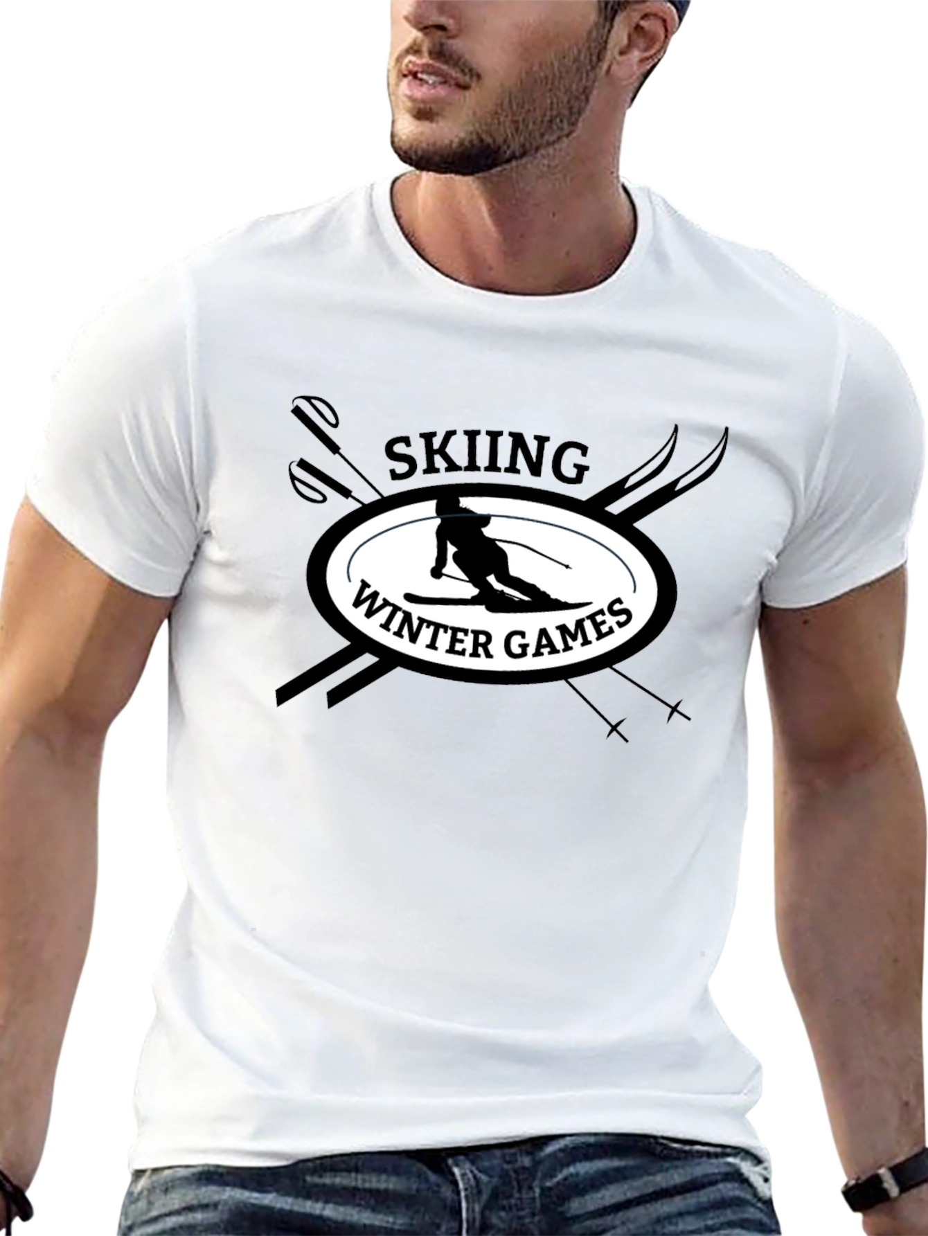Skiing Winter Games Graphic Tee - Black