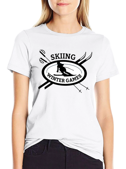 Skiing Winter Games Graphic Tee - Black