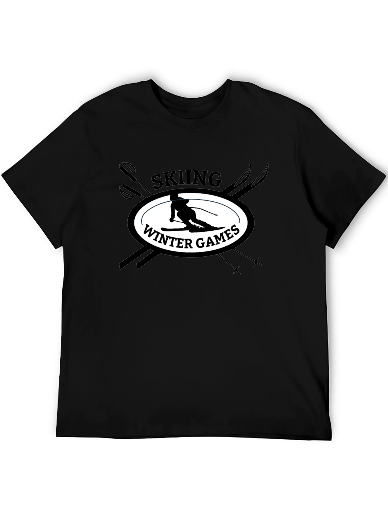 Skiing Winter Games Graphic Tee - Black