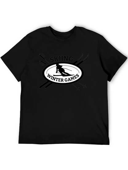 Skiing Winter Games Graphic Tee - Black