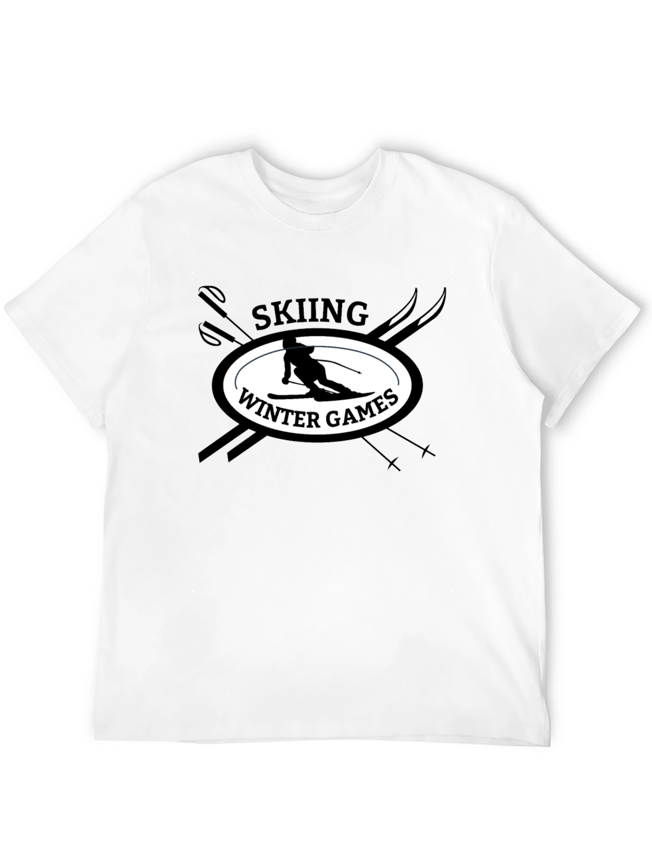 Skiing Winter Games Graphic Tee - Black