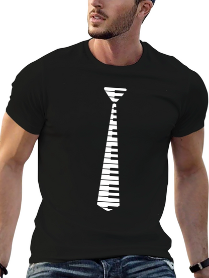Piano Tie Graphic T-Shirt - Musician Novelty Tee
