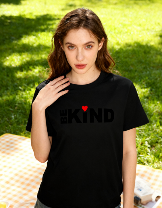 Be Kind Heart Graphic T-Shirt - 100% Cotton, Kindness-Driven Tee for Daily Life & Community Events