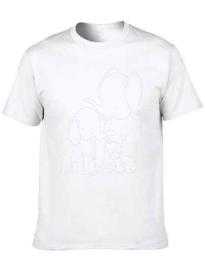 Elephant Family Graphic Tee - Black Cotton T-Shirt