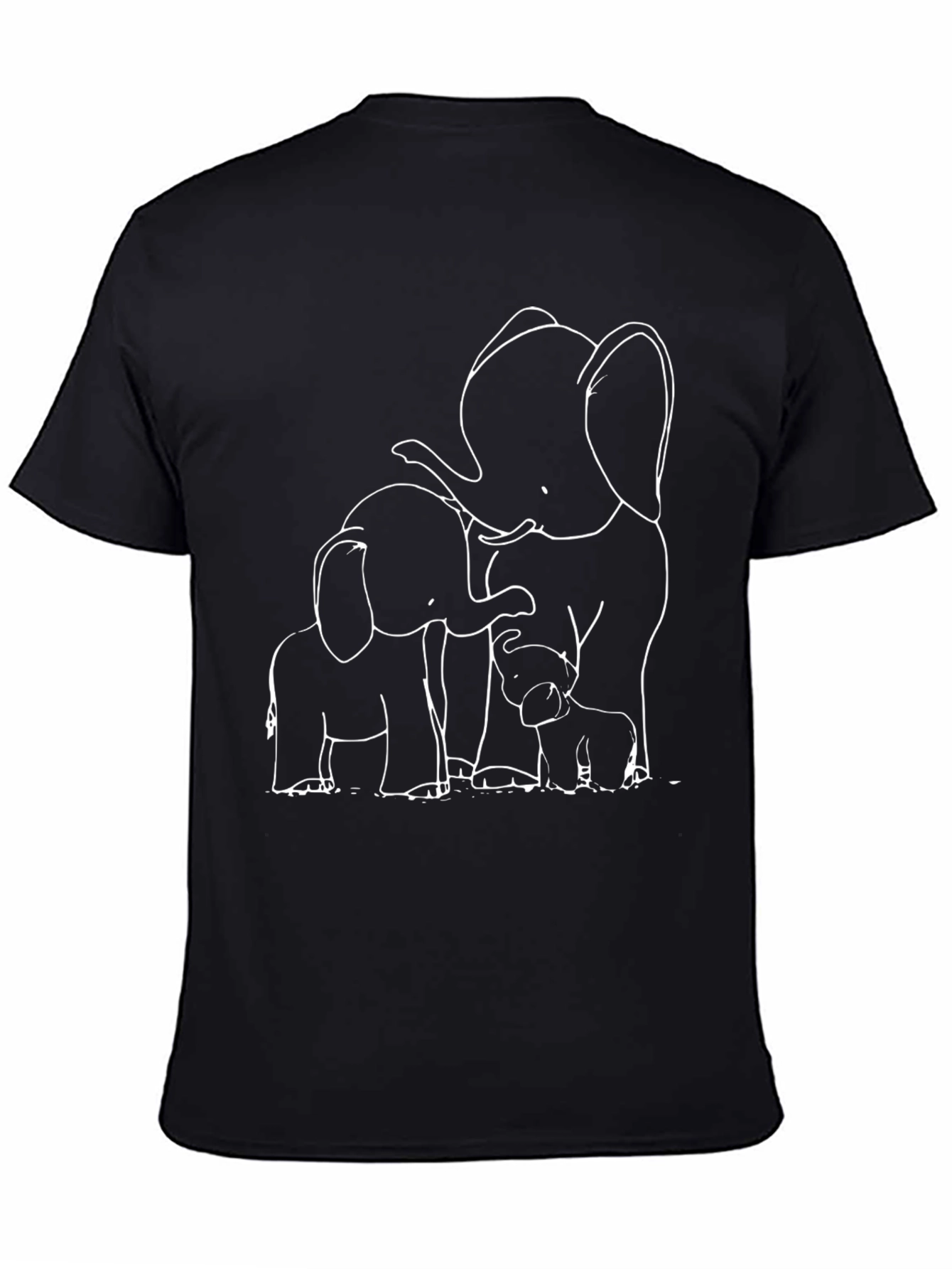 Elephant Family Graphic Tee - Black Cotton T-Shirt