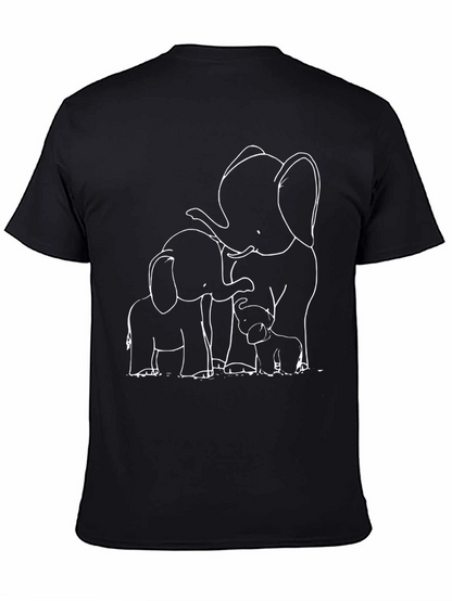 Elephant Family Graphic Tee - Black Cotton T-Shirt